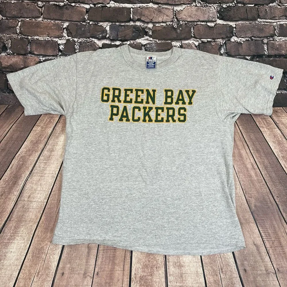 Vintage Green Bay Packers Champion Spellout NFL T-Shirt Block Letters Size XL - Picture 4 of 8